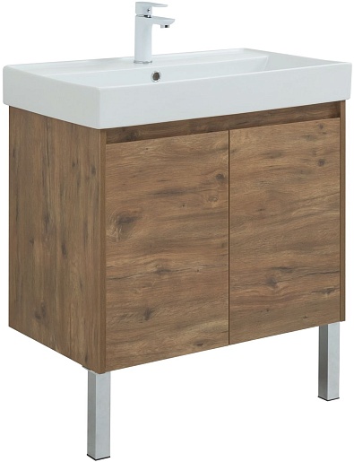 Aquanet Тумба под раковину Nova Lite 75 2 дверцы подвесная дуб рустикальный – картинка-9