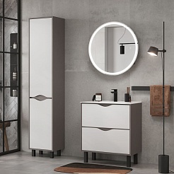 Equil Шкаф пенал Smile 40 напольный лен антрацит/графит – фотография-11