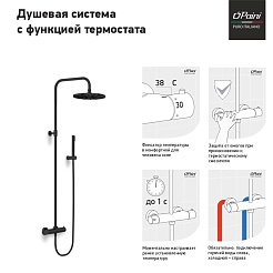 Paini Система душевая Cox 78PQ689TH 250 мм, с термостатом глянцевый, черный глянцевый PVD (PQ) – фотография-4