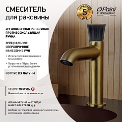 Paini Смеситель для раковины Domus 18PJ205PZ брашированные золото/чёрный – фотография-7