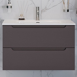 BelBagno Тумба под раковину Etna 80 подвесная темно-серая матовая – фотография-2