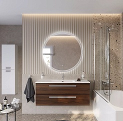 Cezares Тумба с раковиной Eco Cer-N 120 орех шоколад софт ручки серые – фотография-2