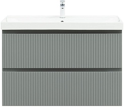 Aquanet Тумба под раковину Джейн (Flat) 100 подвесная мисти грин матовый – фотография-8