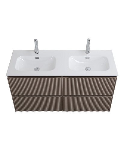 BelBagno Тумба под раковину Uno 120 с 2 чашами подвесная Бежевый матовый – фотография-6