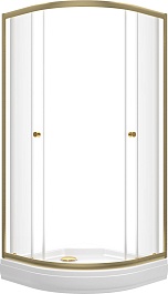 Triton Душевой уголок Альфа-Голд 90x90 стекло прозрачное профиль золото с поддоном – фотография-2
