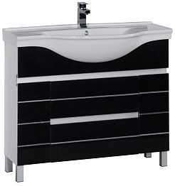 Aquanet Тумба с раковиной "Доминика 100" черная – фотография-1