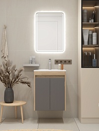 Teymi Тумба с раковиной Netta 50 Волна подвесная дуб/графит – фотография-11