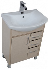 Aquanet Тумба с раковиной "Донна 60" 3 ящика светлый дуб	 – фотография-4