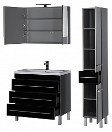 Aquanet Мебель для ванной "Верона 90" черная напольная (230317) – фотография-5