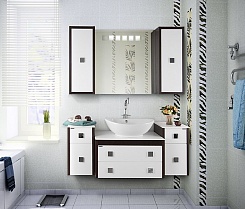 Водолей Мебель для ванной "Сильвия 75" белый/венге – фотография-2