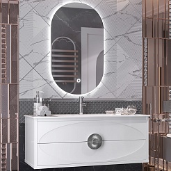 Opadiris Мебель для ванной Ибица 120 с овальным зеркалом подвесная белая/хром – фотография-1
