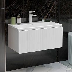 Mixline Тумба с раковиной Вектор 80 Марго подвесная белая – фотография-4