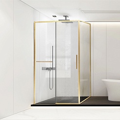 Vincea Душевой уголок Slim Soft 150x80 VSR-1SS8015CLG профиль брашированное золото стекло прозрачное – фотография-2
