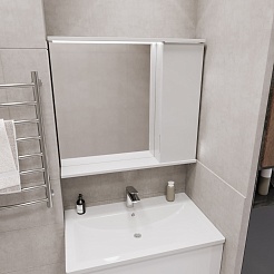 Mixline Зеркальный шкаф Лайн 80 R белый – фотография-5
