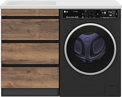 Misty Мебель для ванной Коломбо 120 L под стиральную машину дуб галифакс/антрацит – фотография-3