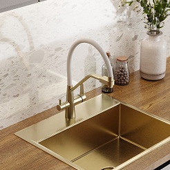 Teymi Смеситель для кухни Solli T10273 золото матовое/белый – фотография-6