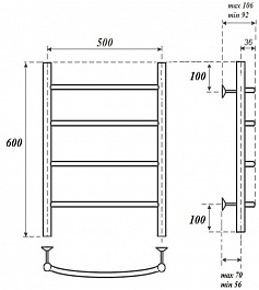 Point Полотенцесушитель водяной П4 500x600 PN04156 хром – фотография-3