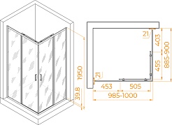 RGW Душевой уголок Passage PA-040B 100x90 профиль черный стекло матовое сатинат – фотография-3
