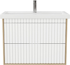 Onika Тумба под раковину Дайлер 80 подвесная белая/дуб сонома – фотография-5