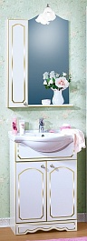 Бриклаер Мебель для ванной Лючия 60 белый глянец/золото, шкафчик – фотография-1