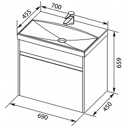 Aquanet Тумба с раковиной Палермо 70 – фотография-4