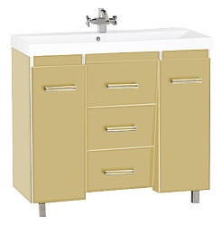 Misty Тумба для умывальника Джулия 120 QVATRO конус 3 ящика бежевая – фотография-1