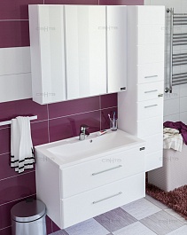 СанТа Мебель для ванной Омега 80 подвесная, зеркало Стандарт – фотография-1