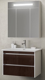  Мебель для ванной Фреш 80 белый/коричневый – фотография-1