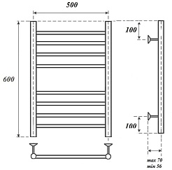 Point Полотенцесушитель водяной П8 500x600 PN10156S хром – фотография-3