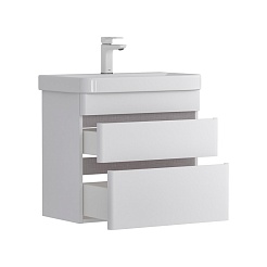 Equil Тумба с раковиной Soldi 60 2 ящика подвесная белый софт – фотография-2