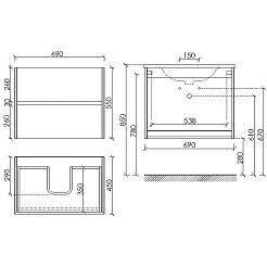 Sancos Тумба с раковиной Urban 70 дуб чарльстон раковина Element 71 CN7007MB – фотография-5