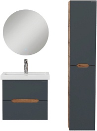 Onika Тумба с раковиной Айленд 60 подвесная графит/дуб крафт – фотография-12