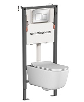 Ceramicanova Подвесной унитаз New Day Rimless с системой инсталляции Balance кнопка Square хром глянцевый