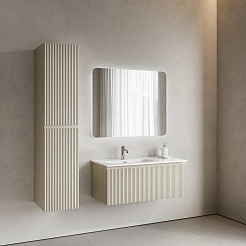 Sancos Тумба с раковиной Snob R 1.0 100 L beige soft раковина Element 101 чаша слева CN7003L – фотография-5