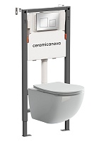 Ceramicanova Подвесной унитаз Forma Rimless с системой инсталляции Balance кнопка Square хром глянцевый