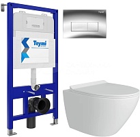 Teymi Унитаз подвесной Lina Pro T40106 с инсталляцией Aina T70011 кнопка Helmi T70202CH