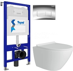 Teymi Унитаз подвесной Lina Pro T40106 с инсталляцией Aina T70011 кнопка Helmi T70202CH – фотография-1