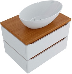Mixline Мебель для ванной Виктория 70 L подвесная белая софт/дуб светлый – фотография-2