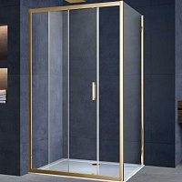 Vincea Душевой уголок Alpha 130x80 VSR-3AL8013CL профиль брашированное золото стекло прозрачное
