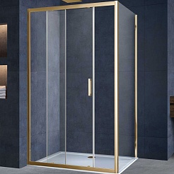 Vincea Душевой уголок Alpha 130x80 VSR-3AL8013CL профиль брашированное золото стекло прозрачное – фотография-1