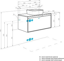 Акватон Тумба под раковину Либерти 90 белая/дуб эльвезия – фотография-25