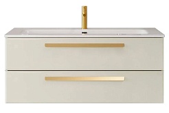 Cezares Тумба с раковиной Eco Cer-N 120 брашированная альпака CZR-8073-120 ручки сатиновое золото – фотография-1