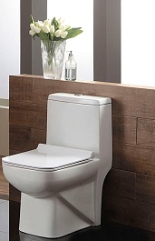 Azario Унитаз-моноблок Zeno AZ-1169 безободковый с бачком с сиденьем микролифт белый – фотография-2