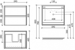 Sancos Тумба с раковиной Libra 60 дуб чарльстон раковина Element 61 CN7001MB – фотография-5