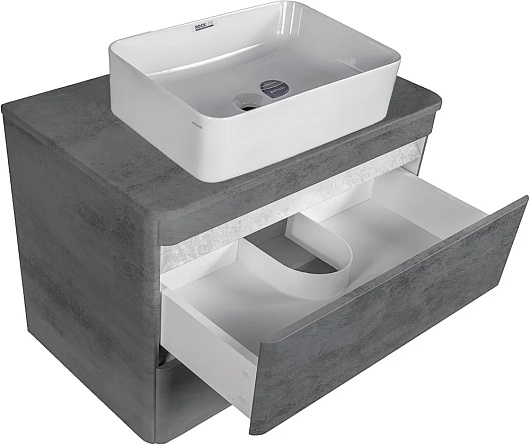 Style Line Мебель для ванной подвесная Атлантика 70, бетон темный – картинка-5