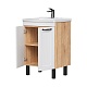 Equil Тумба с раковиной Lago 70 2 ящика напольная белая/дерево – фотография-11