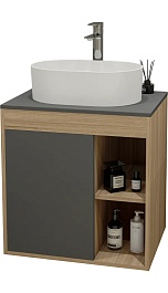 Teymi Тумба с раковиной Nura 70 дуб эврика/графит матовый T60530 раковина T50606 – фотография-1