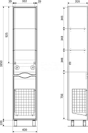 Equil Шкаф пенал Smile 40 напольный лен антрацит/графит – фотография-4