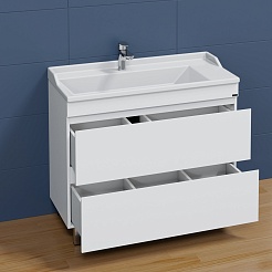 СанТа Мебель для ванной Марс 100 2 ящика белая – фотография-6