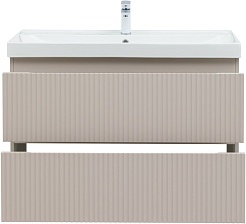Aquanet Мебель для ванной Джейн (Flat) 100 Flash подвесная бежевая матовая – фотография-7
